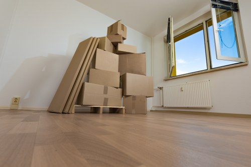 Packed boxes and furniture prepared for a man and van move in Wandsworth