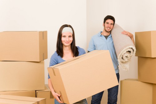 Packed student boxes ready for removals in Wandsworth accommodation